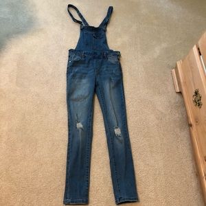 Dark blue denim overalls